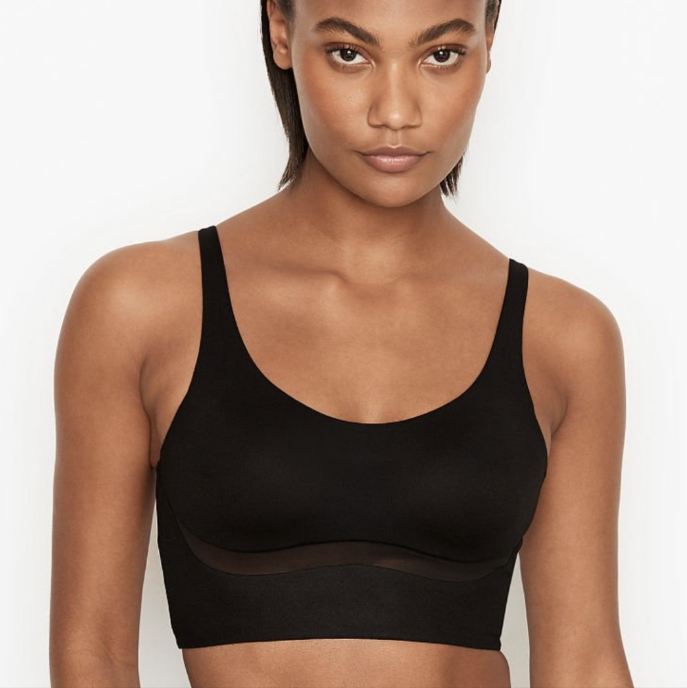 Black Lightweight by Victoria's Secret Sports Bra with Mesh Underbust Cut-Out